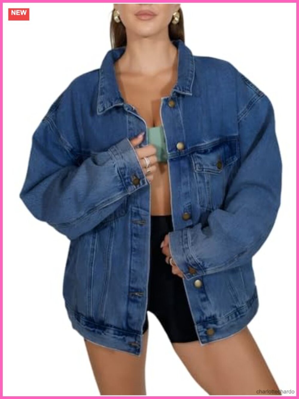 Oversized Boyfriend Denim Jacket - Loose Shacket Coat Women Trendy Spring